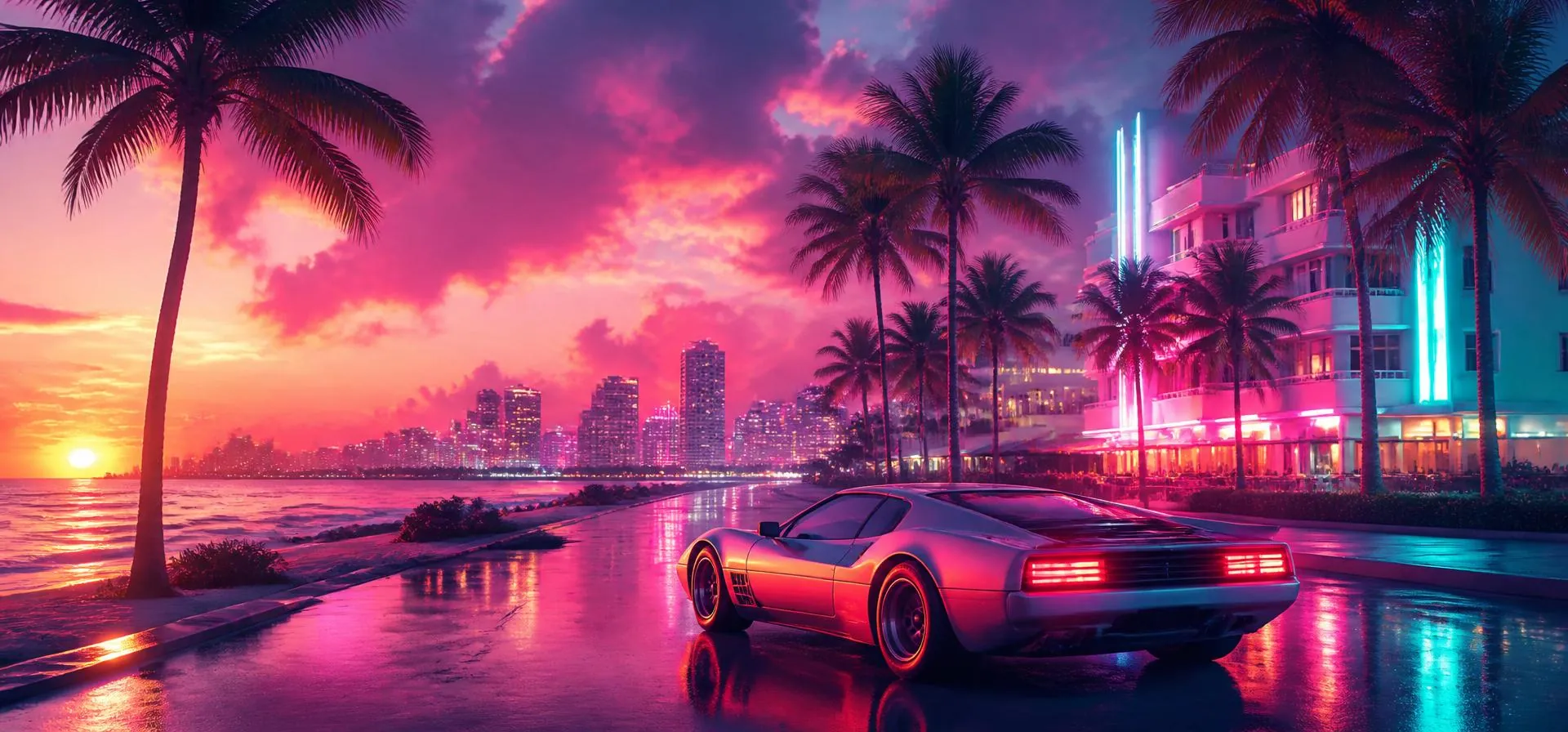 GTA VI Pre-Order — Vice City neon skyline
